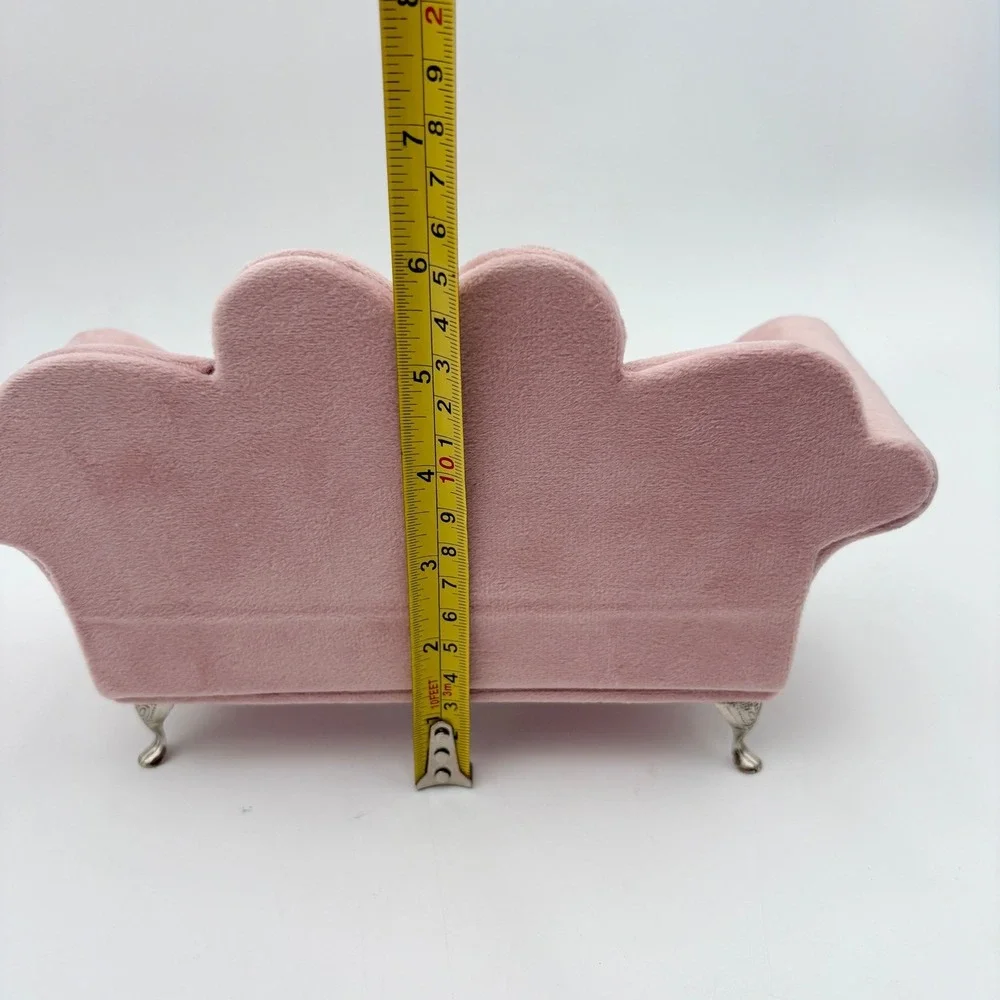 Pink Jewelry Box Sofa Couch Heart Velvet Plush Jewelry Storage Display Decor